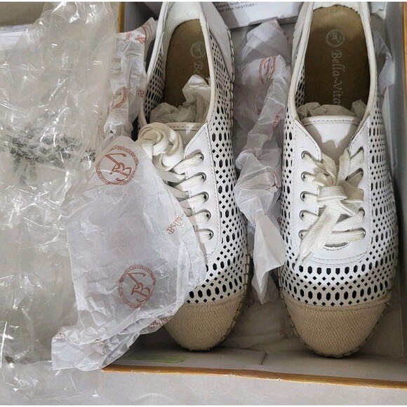 Bella Vita Clementine Leather Slip-on Lace-up oxford flats 12 Narrow New - Picture 2 of 15